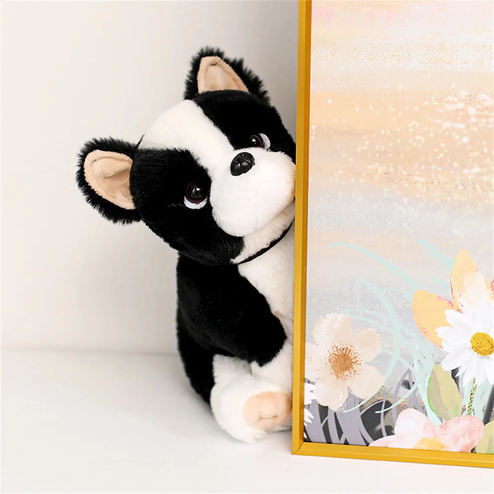 23CM Simulation Puppy Dog Plush Toys Soft Stuffed Animal Doll Cute Sitting Schnauzer Shar Pei Bulldog Husky Peluche Toys Gifts