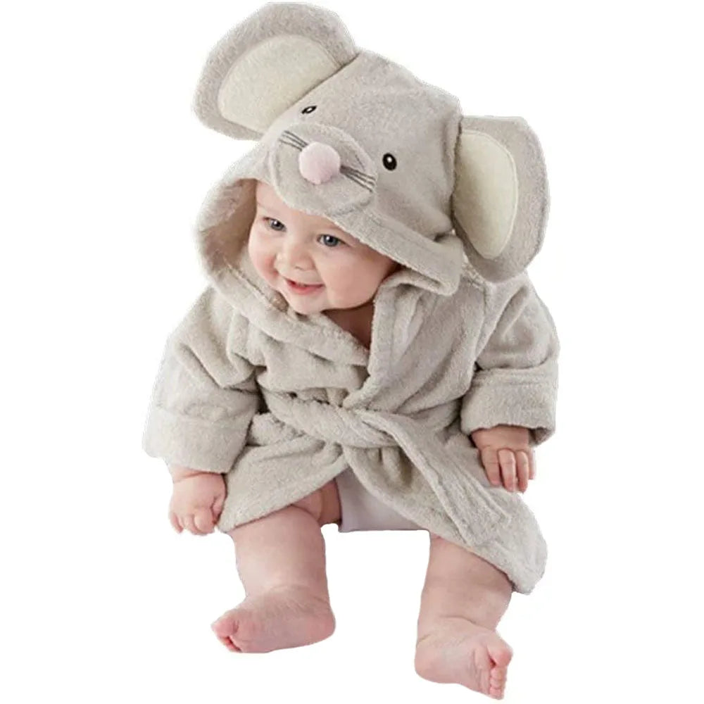 Baby Boy Bathrobe Hooded Towels Unisex Infant Bath Robe Towel for Toddle Terry Ultra Absorbent Durable Blankets