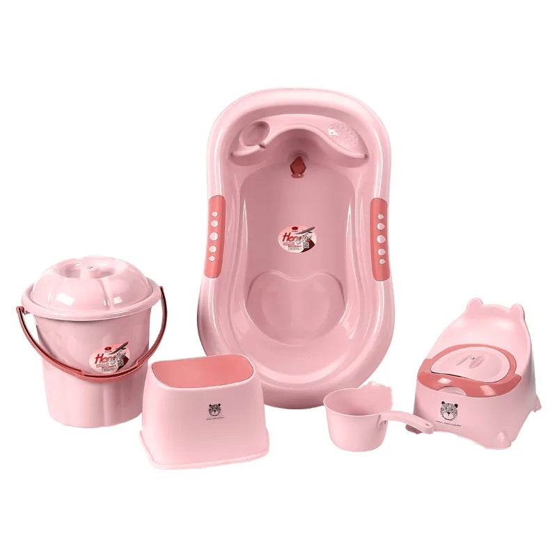 Baby Bath Tub Set with Stool, Newborn Tub,Non-Slip,Complete Bathing Set,Baby Bath Basin,Durable Bathtub,Plastic Baby Bathtub