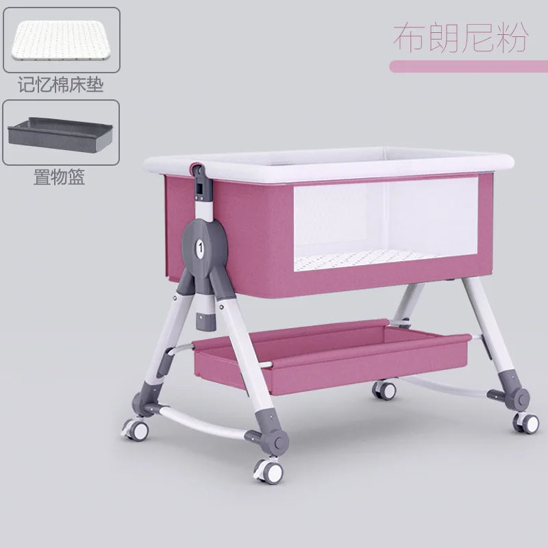Newborn Bed Splicing Large Bed Baby Rocking Bed Bb Children'S Bed Cradle Bed Multifunctional Movable and Foldable