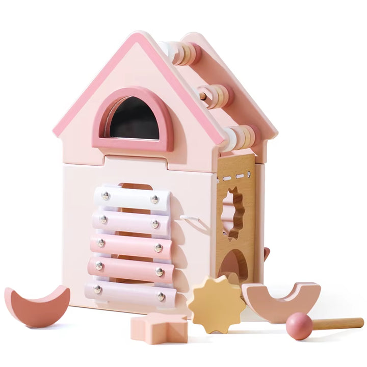 Baby Montessorri Toys Wooden Five-In-One Wooden Multifunctional Toys Activity Cube Silicone Geometric Blocks Educational Toys