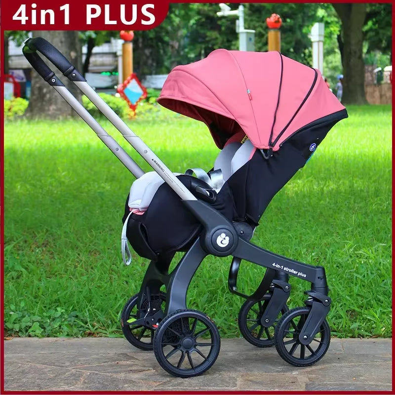 4-In-1 Baby Two-Way Stroller Multifunctional Newborn Baby Stroller 3In1 Foldable Basket Type Seat Baby Carriage