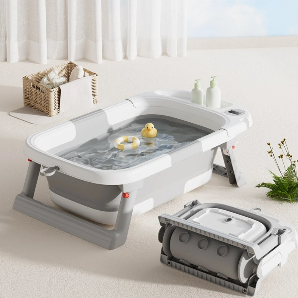 Real-Time Digital Temperature Sensitive Portable Folding Silicone Children'S Bath Tub Toddler Household Bathroom