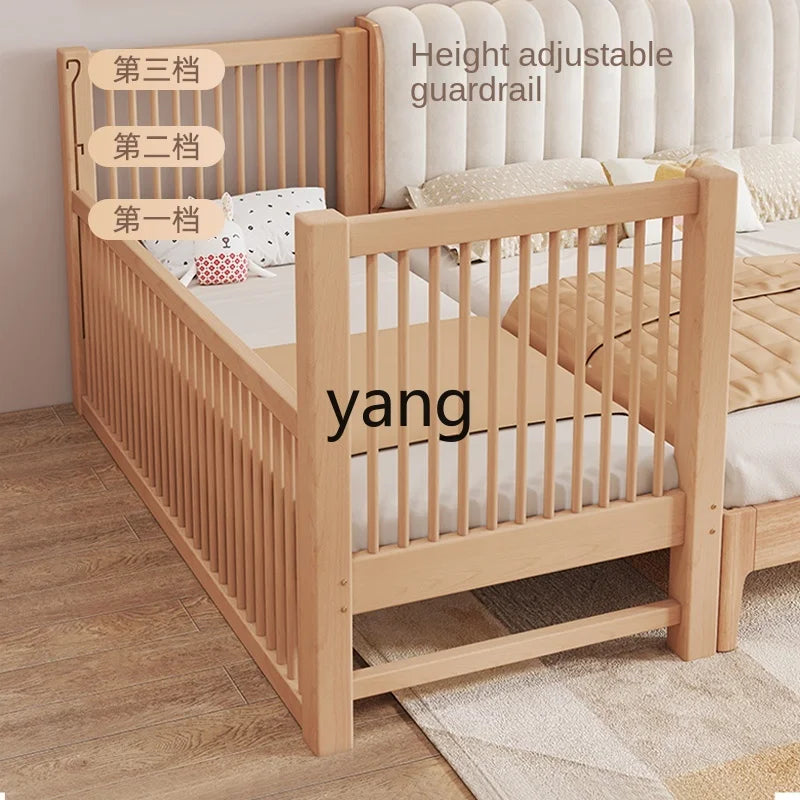 CX Beech Lifting Stitching Bed Height Fence Height Adjustable Baby Single Bed