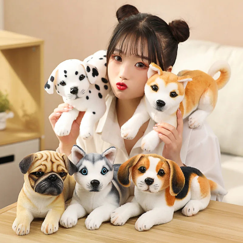 Stuffed Animals Plush Toy White/Brown Dog Plush Cartoon Toy for Children'S Soft Gifts New Realistic Plush Simulation Smart Dog