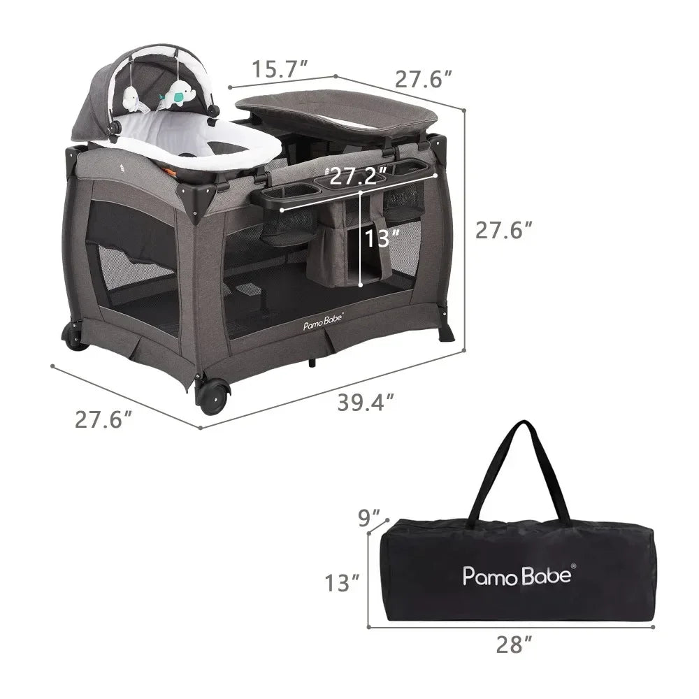 For Baby & Toddler, Bassinet, Mattress, Changing Table for Newborn Deluxe Nursery Center, Foldable Playard