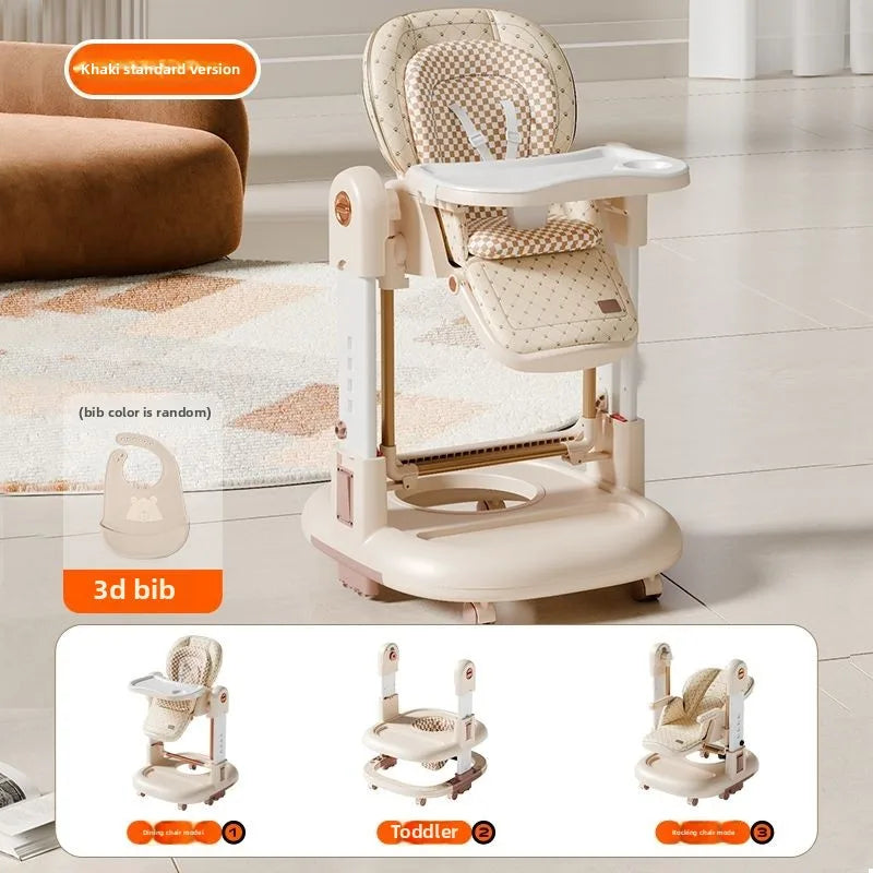 3-In-1 Foldable Baby High Chair, Multi-Functional Portable Dining Chair for Toddlers, Home Use Infant Feeding Chair with Table