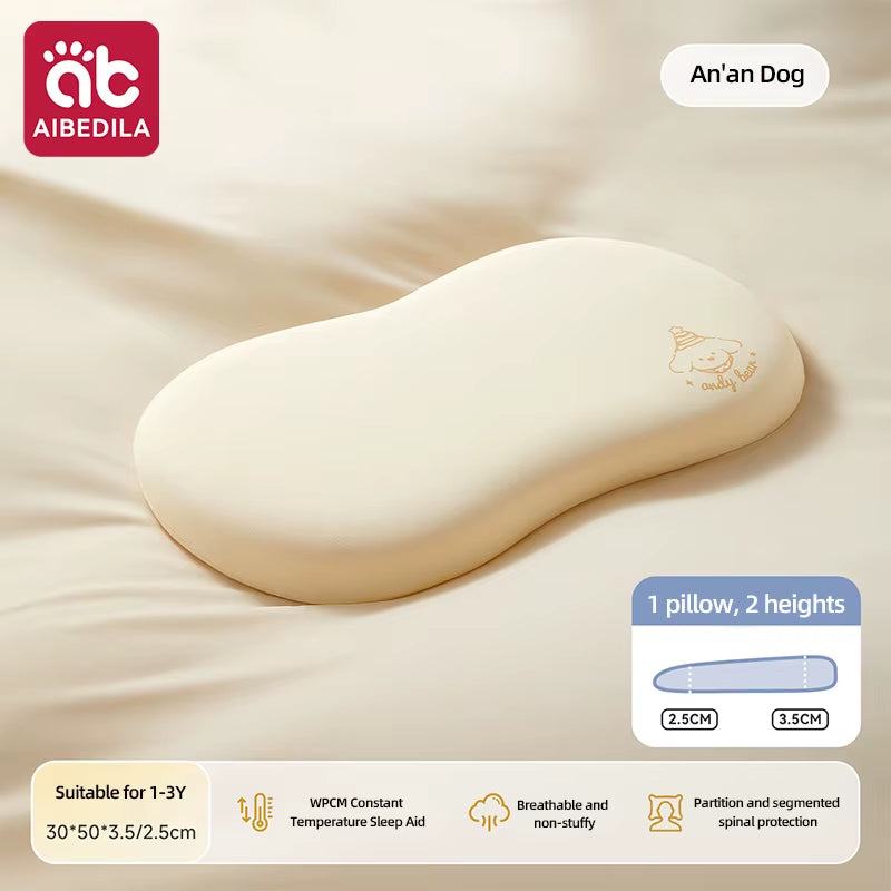 Ergonomic Baby Cloud Pillow Breathable Slow Rebound Sectional Spine Support Toddler Bed Pillow for Kids 1-3Y