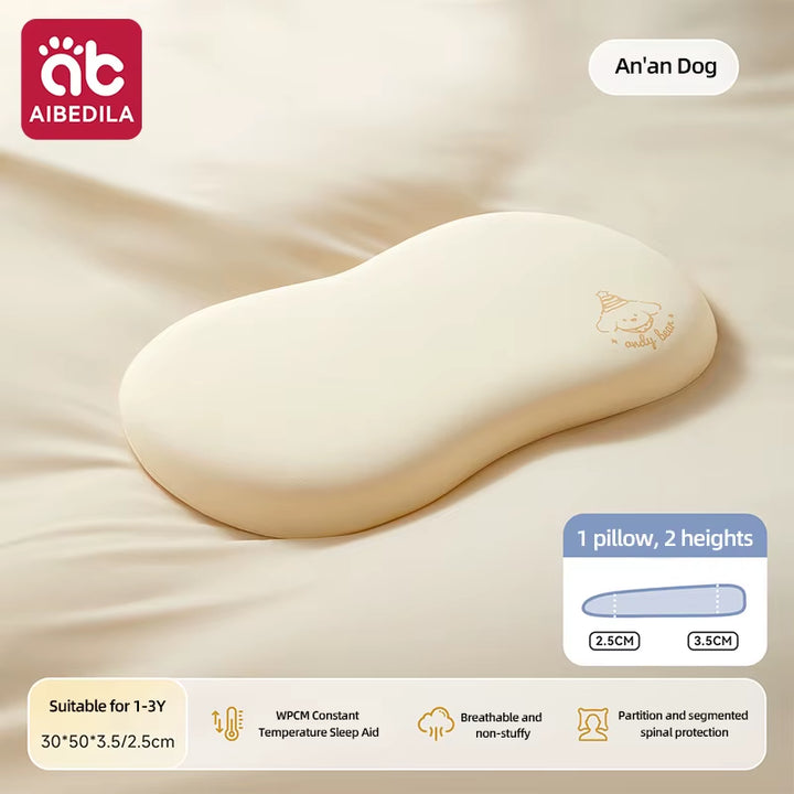 Ergonomic Baby Cloud Pillow Breathable Slow Rebound Sectional Spine Support Toddler Bed Pillow for Kids 1-3Y