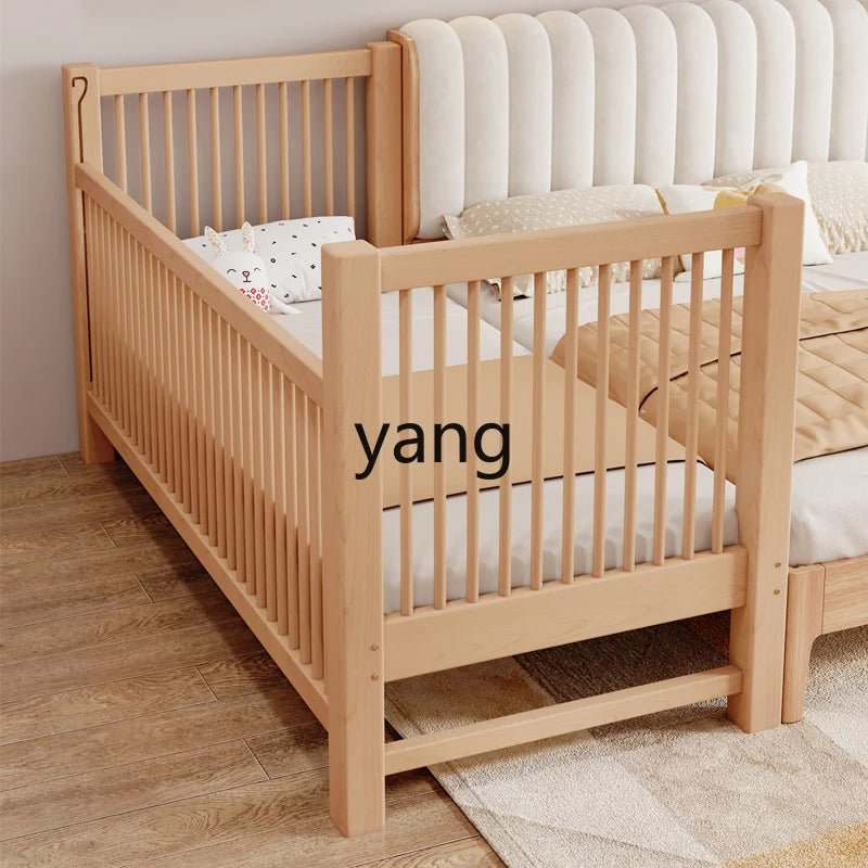 CX Beech Lifting Stitching Bed Height Fence Height Adjustable Baby Single Bed