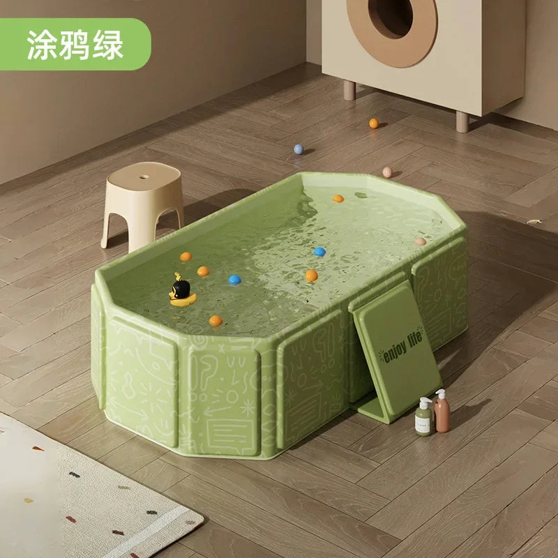Baby Bath Tubs Folding Durable Baby Tub Portable PVC Thicken SPA Hot Large Tubs with Shower Car Use Newborn Child Bathtub ﻿