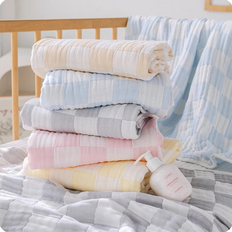 6 Layer Bamboo Cotton Baby Blankets Nap Cover Thin Quilt Soft Bubble Bath Towel for Newborn Muslin Swaddle Blanket Baby Bedding