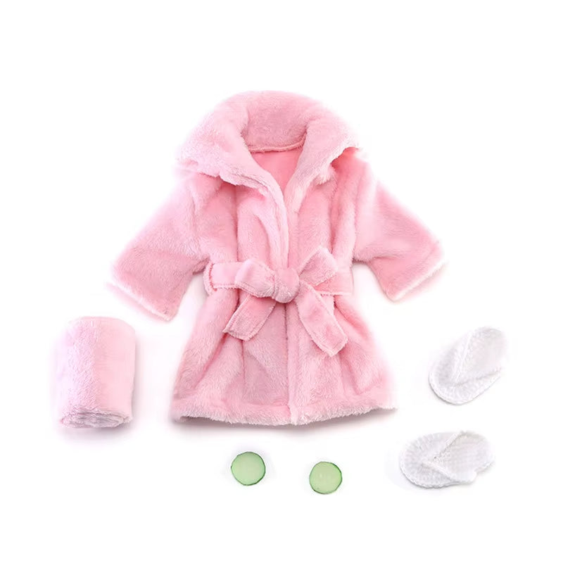 Newborn Costume for Photography Baby Breathable Bathrobe Bath Towel Headwear Slippers Photo Suit Photo Outfits