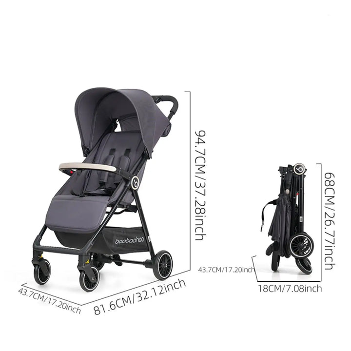 1 Black Lightweight Baby Stroller Weighs Only 4.7Kg Convenient for Airplanes, Trains and Cars, Suitable for Home Use and Busines