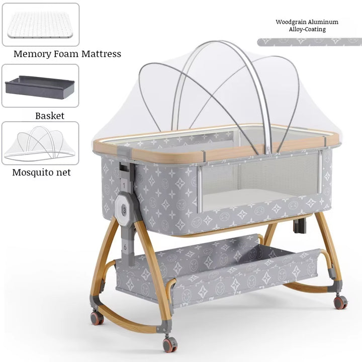 Foldable Portable Baby Bassinet Adjustable High/Low Child Beds Multifunctional Folding Newborn Baby Cribs anti Spillage Big Bed