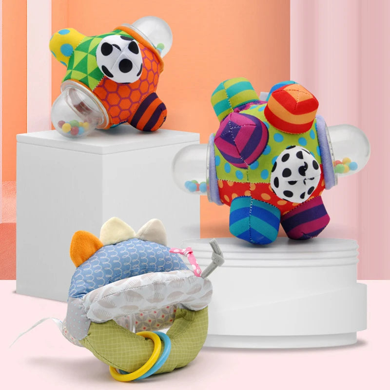 Brain Developmental Bumpy Ball Rattle Easy to Grasp Bumps Help Develop Motor Skills Cloth Touch Sensory Educational Toy for Baby