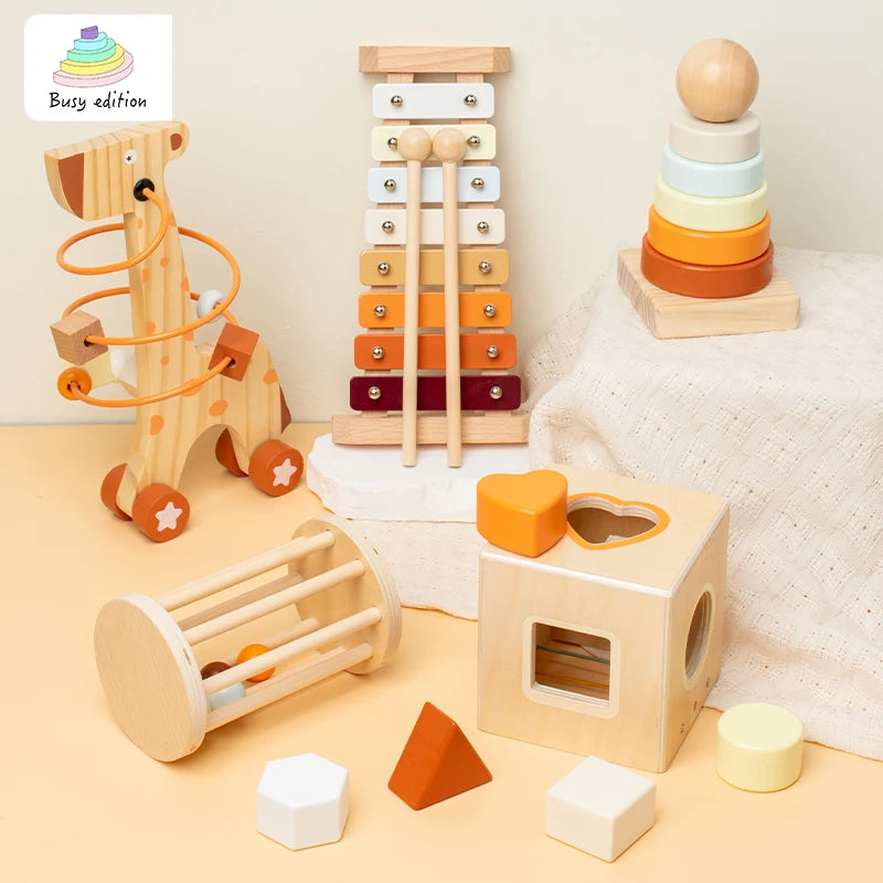 Musical Instrument Toy Set, 3-6 Montessori Early Learning Gift, Wooden Educational Tools for Kindergarten Music, Perfect as a Gi