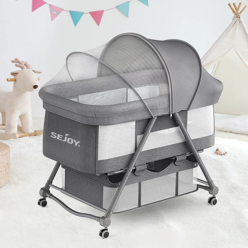 Bestselling Portable Baby Crib Convertible Co-Sleeping Bassinet with Foldable Design, Multi-Functional Bedside Bed for Newborns