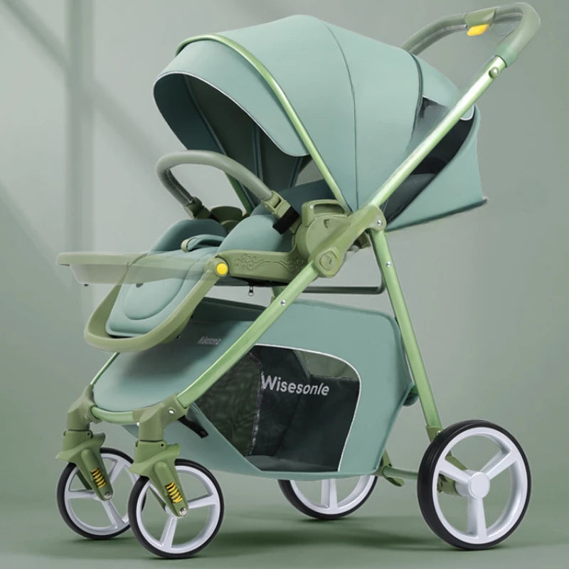 2 in 1 Portable Multifunctional Baby Stroller High Landscape Pram Carriage Basket Baby Carriage Baby Stroller 0 to 3 Years