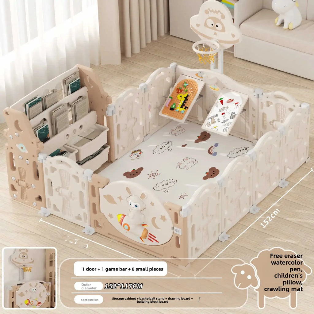 Baby Safety Guardrail Indoor Play Yard with Fence Plastic Crawling Mat Children'S Ground Crawling Playground Baby Fence