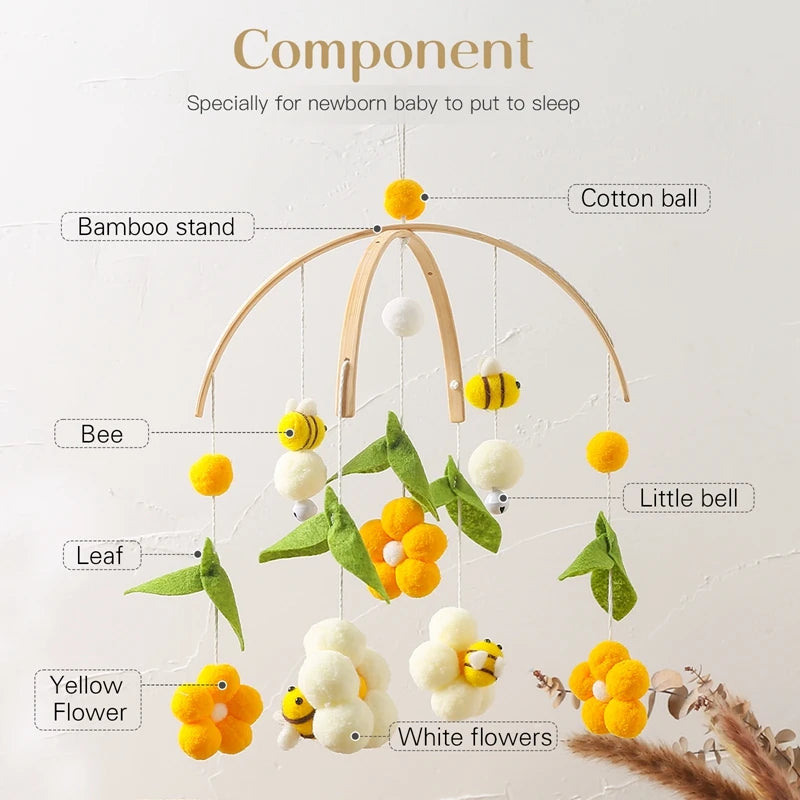 1Set Baby Crib Mobile Rattles Toys Cartoon Bee Bed Bell Kids Toy Room Decor Photography Props Toddler Rattles Hanging Toys