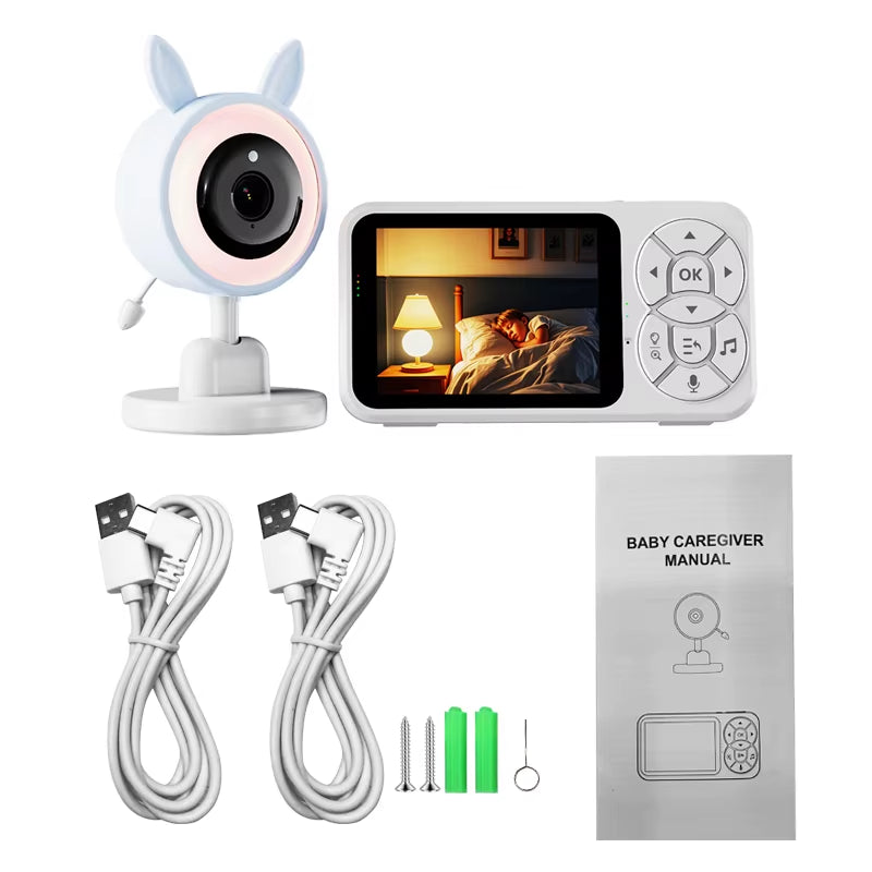 3.5'' Baby Monitor 0.3 Megapixel Camera with RGB Night Light Temperature Detection Voice Intercom Night Vision Security Monitors