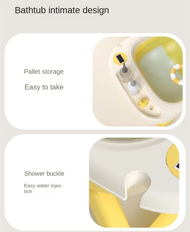 Real-Time Digital Temperature Sensitive Portable Folding Silicone Children'S Bath Tub Toddler Household Bathroom