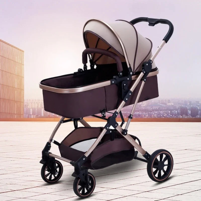 3-In-1 High-View Baby Stroller with Car Seat Foldable, Adjustable Backrest, Two-Way Portable Shock-Absorbing Baby Stroller