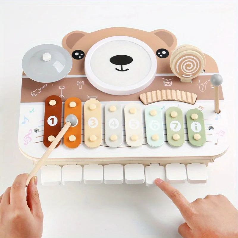 Wooden Kids' Drum Set - Multi-Functional, Montessori, 1-Year-Old Music, Percussion Kit, Educational Toy