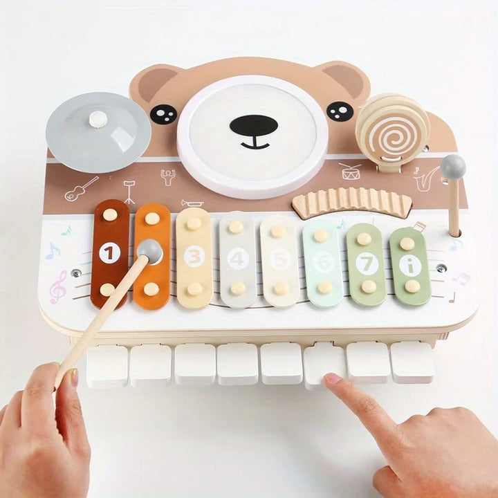 Wooden Kids' Drum Set - Multi-Functional, Montessori, 1-Year-Old Music, Percussion Kit, Educational Toy