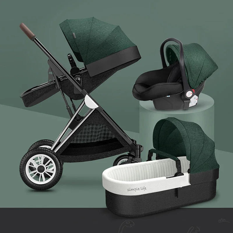 Baby Stroller 3 In1 Baby Cariage Travel Stroller Baby Strollers Car Seat Newbron Pram Travel Folding Stroller High Landscape