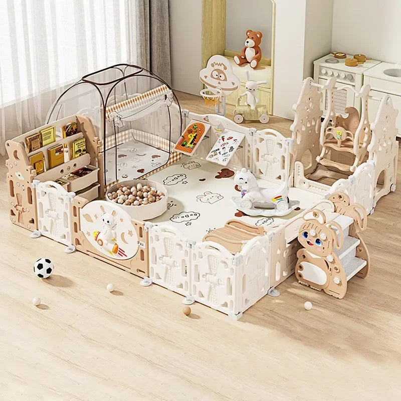 Baby Safety Guardrail Indoor Play Yard with Fence Plastic Crawling Mat Children'S Ground Crawling Playground Baby Fence