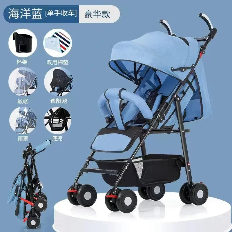 Baby Strollers Are Portable and Foldable, Simple Strollers Can Sit, Lie Down, Go Out, and Fold