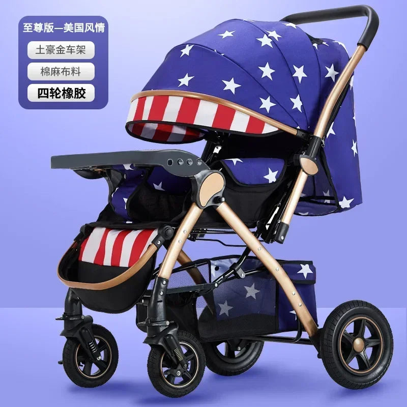 Baby Stroller Lightweight Foldable Easy to Sit Lying down Umbrella Rider Good Four-Wheel High Landscape