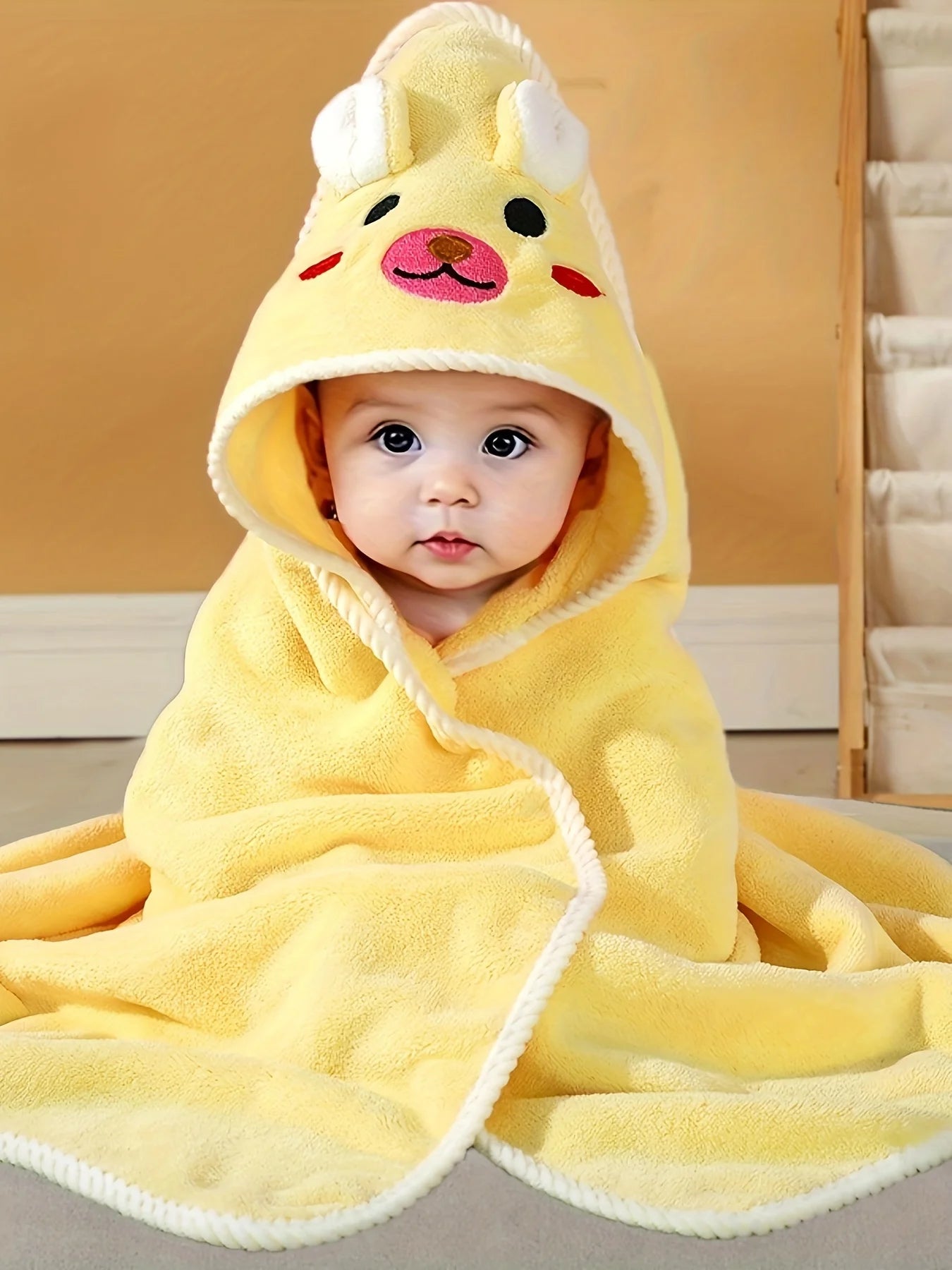 1PC Baby Bathrobe, Made of Polyester Fiber, Soft, Breathable, and Highly Absorbent, Can Be Used as a Duvet or Stroller Blanket