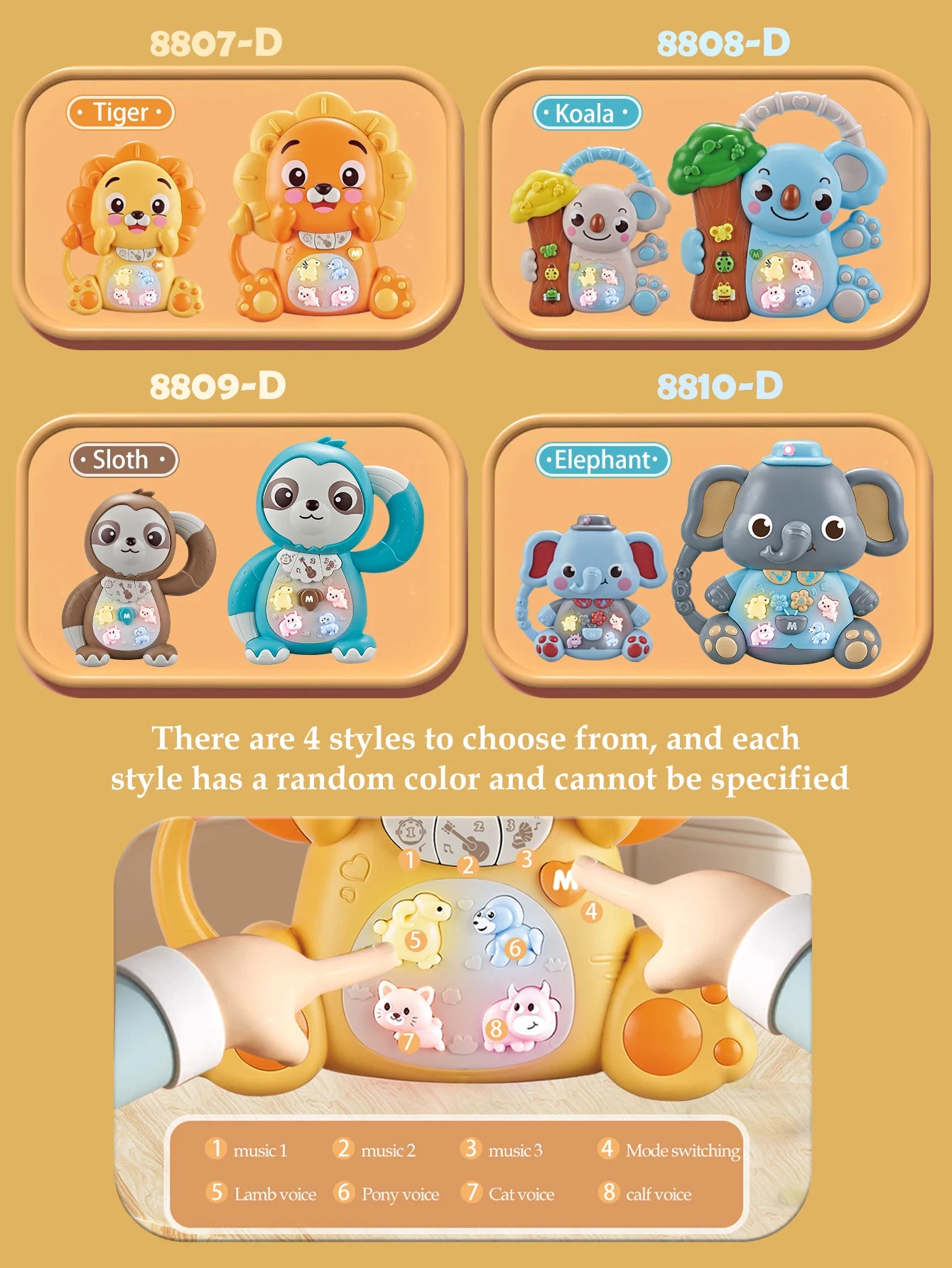 Cartoon Animal Electronic Keyboard, Lighting Music Piano Multi-Mode Sound Effect Switching, Puzzle Early Education Toys for 3+
