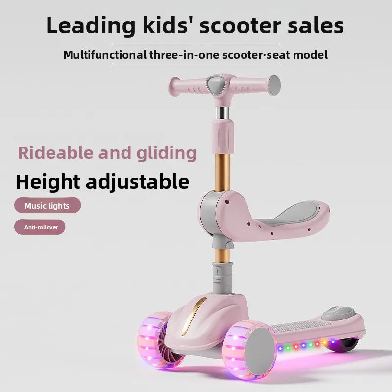 3-In-1 Children'S Scooter: a Scooter for Boys and Girls That Can Be Sat on or Ridden