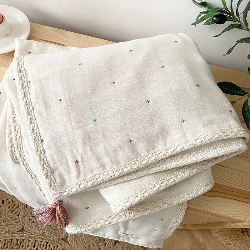 6-Layer Organic Cotton Baby Blanket Stroller Kids Children Bedding Newborn Babies Accessories Bohemian Blankets Baby Bed Linen