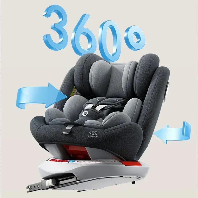 Child Safety Car Seat with Support 360° Rotatable Safety Seat ISOFIX Steel Interface Suitable for Children Aged 0-12