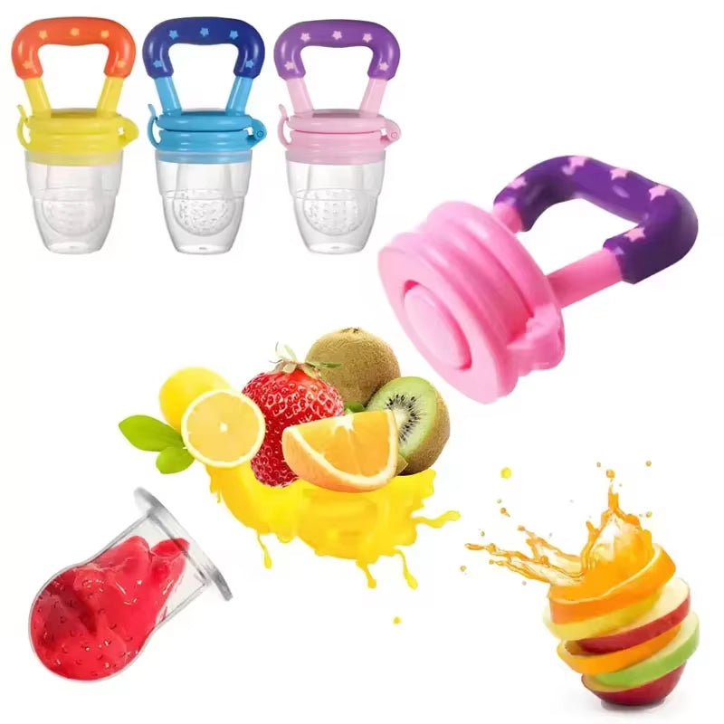 Baby Food Feeder Fruit Feeder Pacifier Infant Teething Toy Teether for Fresh Frozen Fruit - Silicone Nipple Includes All Sizes