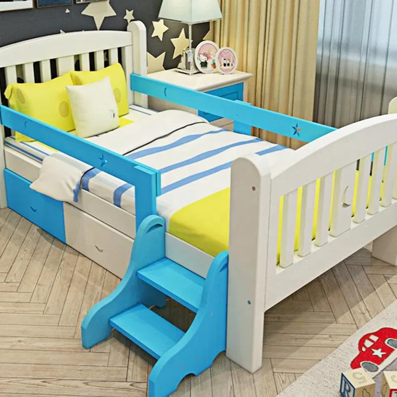 Modern Natural Solid Wood Children Beds Furniture Wood Single Girls Ladder Pink Kids Baby Bed