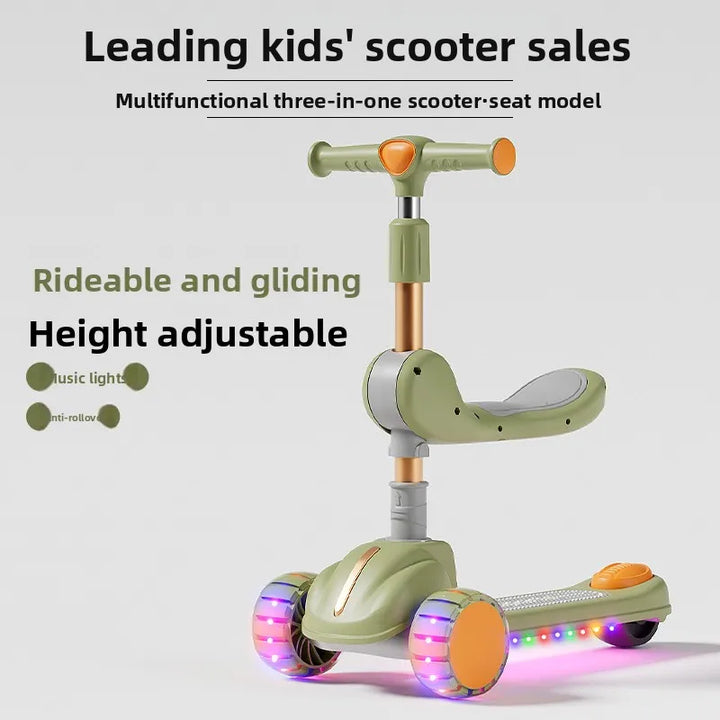 3-In-1 Children'S Scooter: a Scooter for Boys and Girls That Can Be Sat on or Ridden