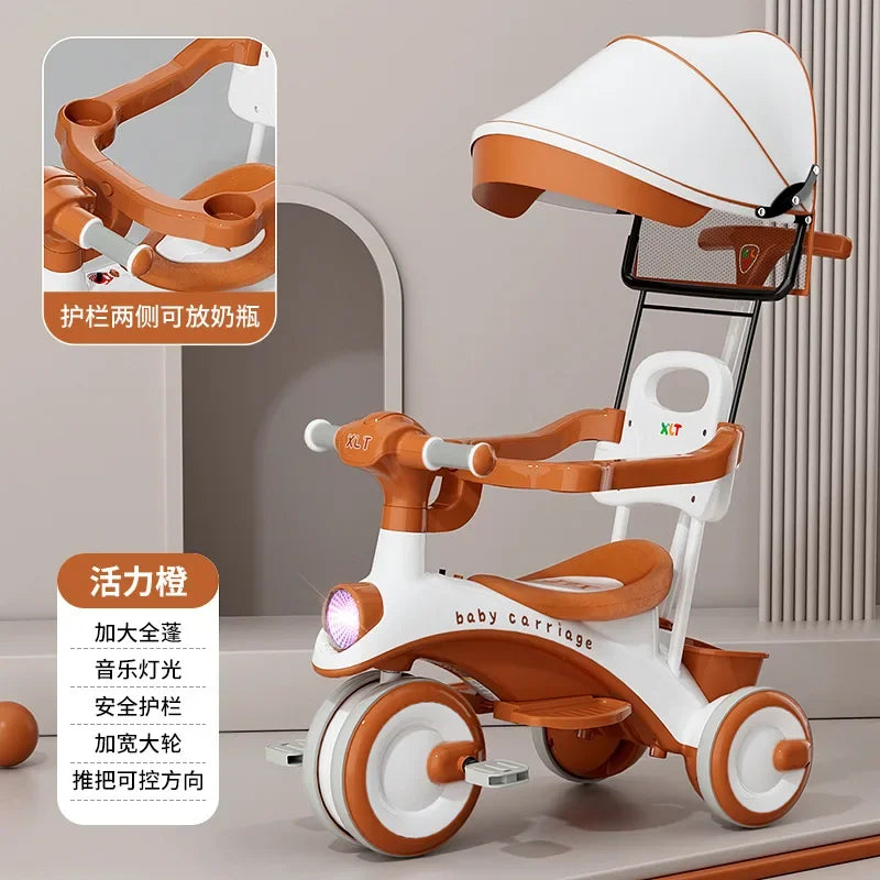Wooden Walking Cart for Toddlers Three Wheeled Bicycle 1-Year-Old Baby Toy Cart Can Be Used for Sitting Baby Sliding
