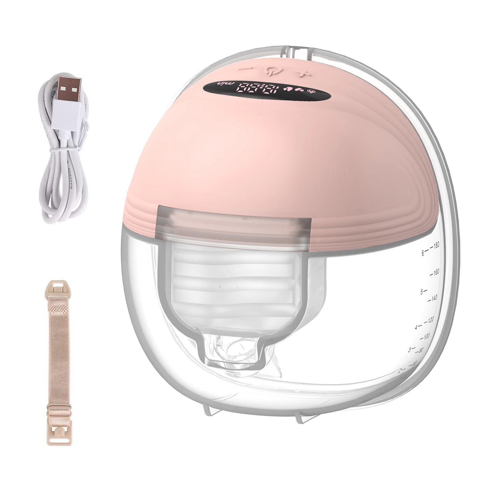 Portable Electric Breast Pump Wearable for Breastfeeding Hands Free 3 Modes 12 Suction Low Noise with 24Mm Silicone Flange