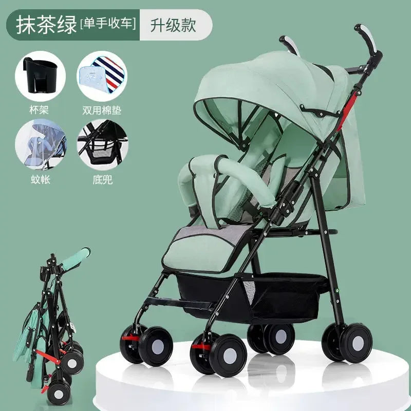 Baby Strollers Are Portable and Foldable, Simple Strollers Can Sit, Lie Down, Go Out, and Fold