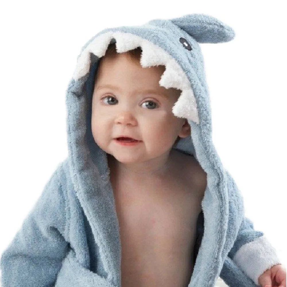 Baby Boy Bathrobe Hooded Towels Unisex Infant Bath Robe Towel for Toddle Terry Ultra Absorbent Durable Blankets