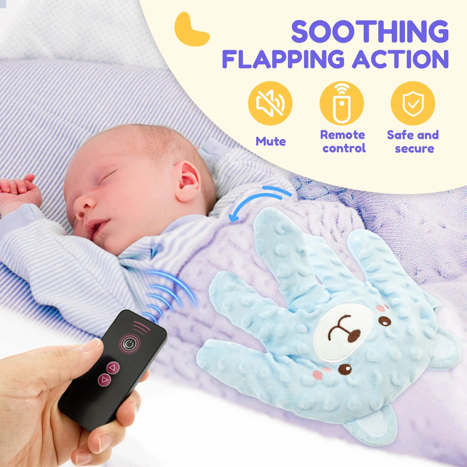 Cartoon Baby Soothing Palm Low Noise Automatic Palm Patting Baby Soothing Hand Pillow 3 Adjustable Modes Sleeping Aid Palm Toys
