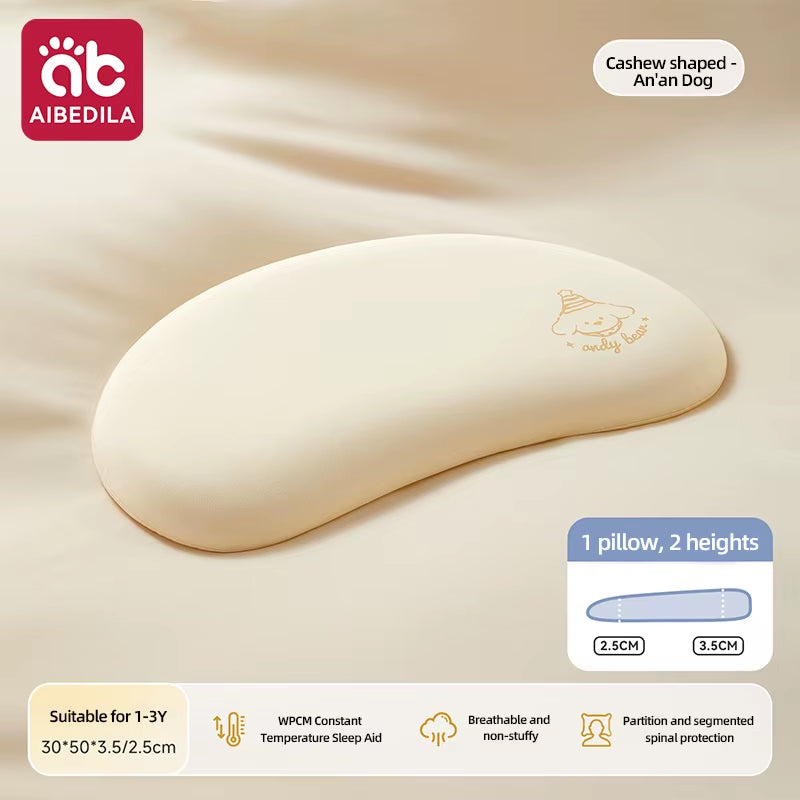 Ergonomic Baby Cloud Pillow Breathable Slow Rebound Sectional Spine Support Toddler Bed Pillow for Kids 1-3Y